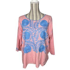 Vintage HAND EMBROIDERED Oaxaca Guatemalan Tunic Top MD Festival
